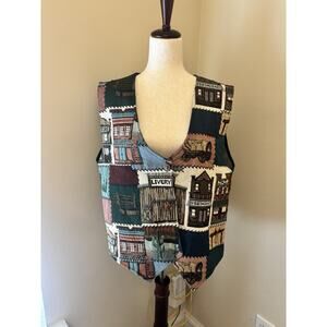 K.W.B.L Los Angeles Vintage Western Unique Town Vest Denim Size 2XL